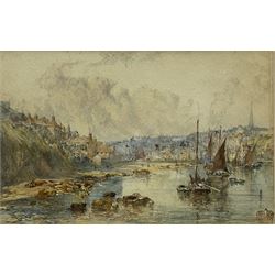 George Weatherill (British 1810-1890): Fishing Boats in the Lower Harbour Whitby, watercolour unsigned 12.5cm x 19.5cm