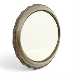 Oval wall mirror, shaped frame with bevelled plate 