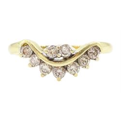 Gold nine stone round brilliant cut, fancy light brown diamond ring, total diamond weight approx 0.35 carat