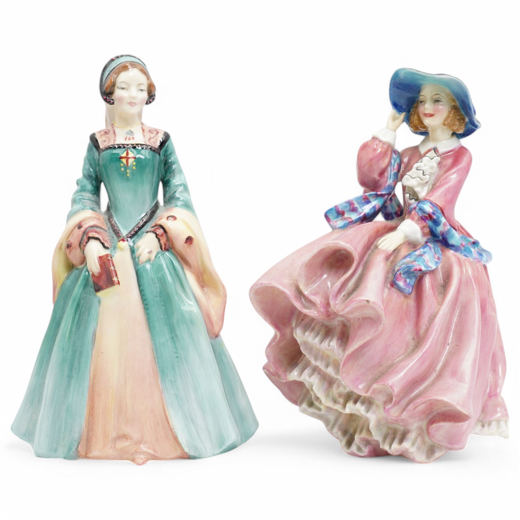 Collection of ten Royal Doulton figures, comprising 'Lady Charmian' HN1948, 'Rose' HN1368, 'Tinkle Bell' HN1677, 'Babie' HN1679, 'Southern Bell' HN2229, 'Wistful' HN2472, 'Janice' HN2022, 'Top O' The Hill' HN1849, 'The Old Balloon Seller' HN1315, and 'Blithe Morning' HN2065 (10)