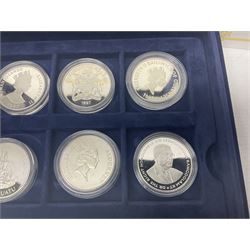The Royal Mint Golden Wedding Anniversary silver proof coin collection, comprising twenty-four international commemorative coins, cased with certificates