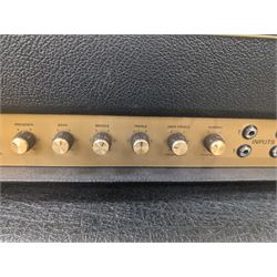 Marshall 1987X 50 watt plexi guitar amplifier head with master volume modification (screwdriver control on back), together with a Marshall 1960 4 x 12 speaker cabinet on casters, head H25cm, W65cm, cab H83cm, W76cm