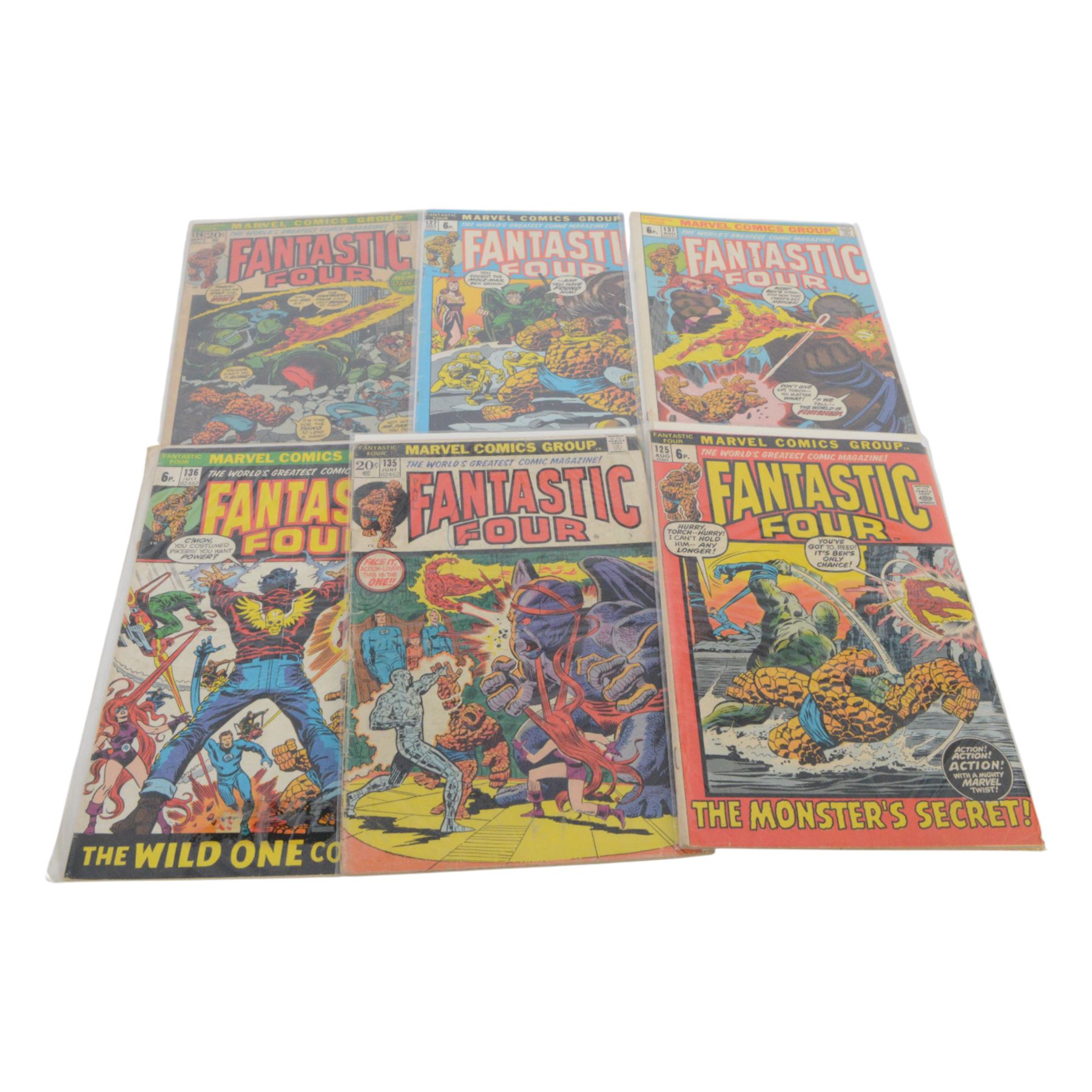 Forty Marvel mostly Bronze Age 'The Fantastic Four' comic books, spanning years 1969-1981, comprising #90, #93, #99, #101, #107, #112 (appears to be a reprint), #116, #118, #125, #126, #127, #128, #129, #130, #131, #132, ##133, #134, ##135, #136, #137, #138, #139, #141, #142, #143, #144, #145, #146, #147, #148, #149, #150,   #151, #152, #153, #154, #166, #181, #233, #236, all bagged, some carded