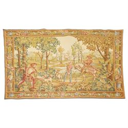 Large French Aubusson style verdure tapestry, of 18th century design but later, depicting ...