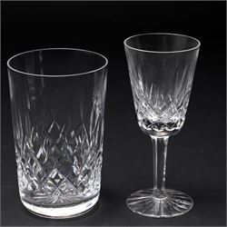 Part set of Waterford Lismore glass comprising six wine glasses in two sizes and six sherry glasses together with six similar tumblers