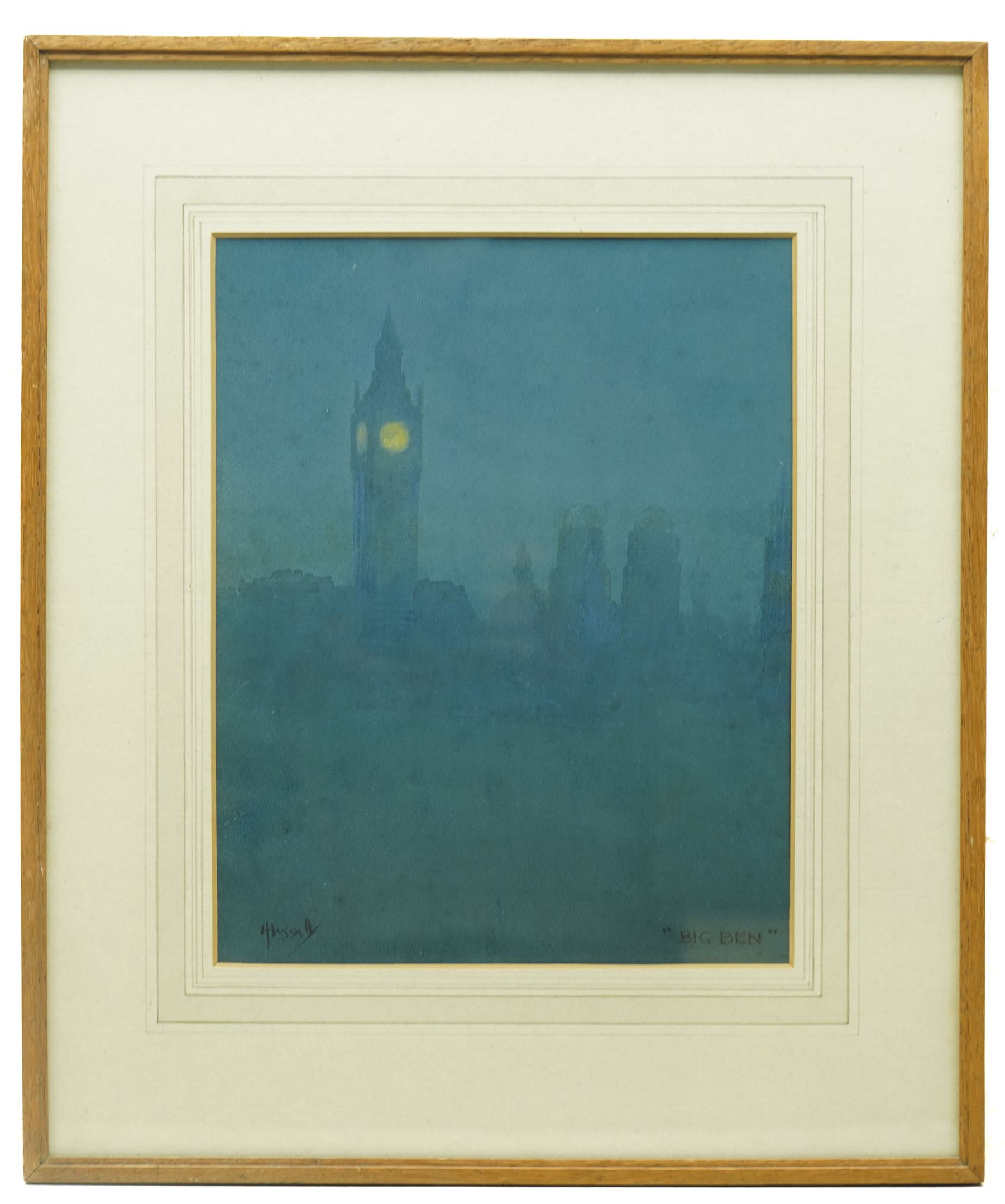 John Hassall (British 1868-1948): 'Big Ben', watercolour signed and titled 27cm x 22cm