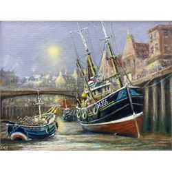 Jack Rigg (British 1927-): 'Spring Tide - Bridlington 1960s', oil on board signed, titled and dated 2013 verso 29cm x 39cm
