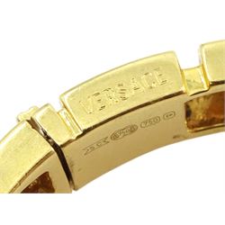 Versace 18ct gold Greek key design Greca bangle, Birmingham assay mark, in original box