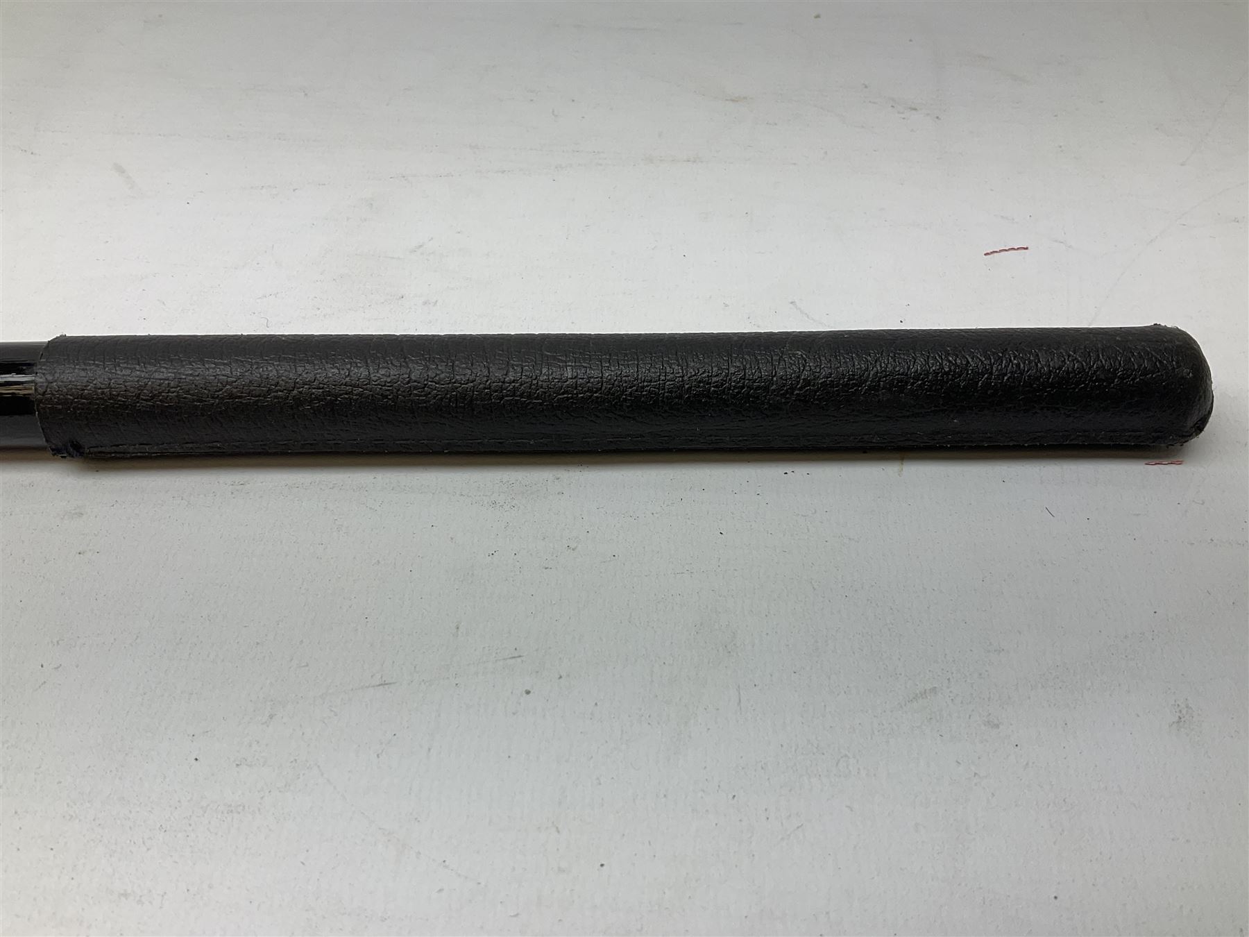 ‘The Metropolitan’ Police ebonised and black leather swagger stick, with combined whistle, 60cm