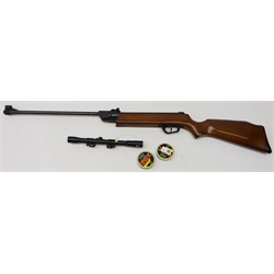  Elgamo break barrel air rifle .22cal No.1347,with shaped stock, Rhino 4x20 scope and two tins of VXM pellets (4)  