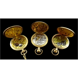 Three gold plated pocket watches - Levrette full hunter, Vertex Revue, the inner dust cover inscribed 'British Railways...45 Years Service' and a Thomas Russell & Son