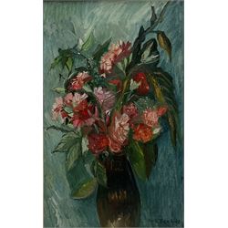 Beth Zeeh (Swedish 1911-2004): Still Life Vase of Flowers, oil on canvas signed and dated '66, 60cm x 37cm