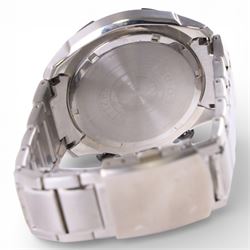 Citizen Eco-Drive gentleman's stainless steel solar power wristwatch, Ref. B620-S097169, orange dial with baton hour markers, on original stainless steel strap with fold-over clasp