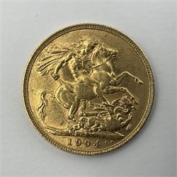King Edward VII 1904 gold full sovereign coin