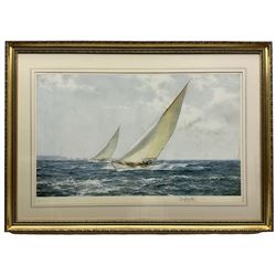 Montague Dawson (British 1895-1973): 'Sea Breezes', limited edition colour print signed in pencil with blind stamp 45cm x 76cm