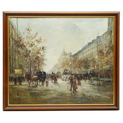 Dutch School (20th century): Parisian Street Scene, oil on canvas signed 'De Hooj' 50cm x 60cm