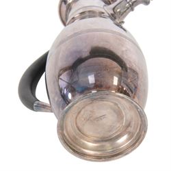 EPNS cocktail shaker with pourer, set of peacock cocktail sticks in matching stand and an Art Deco wall clock