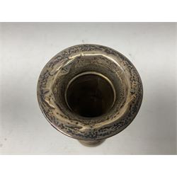 20th century silver specimen vase, of trumpet form with filled base, hallmarked Birmingham, together with a silver tray, hallmarked Chester, weight of tray 28 grams
