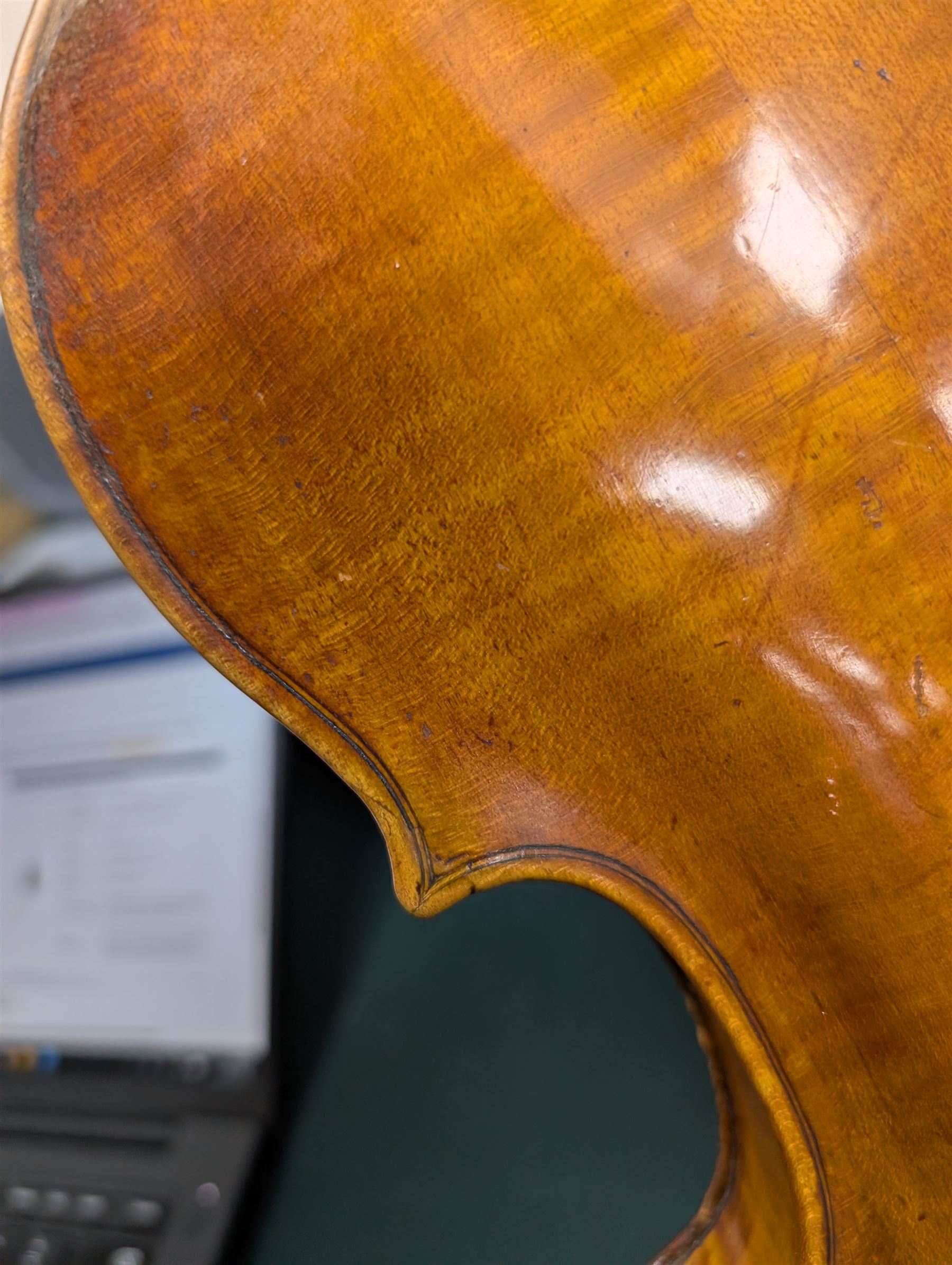 20th century violin, bearing label for Antonius and Hieronymus Amati, with bow stamped G. Werner, contained within fitted case