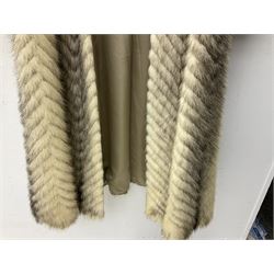 Saga mink full length fur coat, with chevron patterning to sleeves and body, with label to lined interior, approx size 12