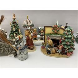 Large collection of Christmas themed Hummel figures and Hummel scapes by Goebel, to include Winter Friend, Making New Friends, Tree Trimming Time, Winter Adventure etc