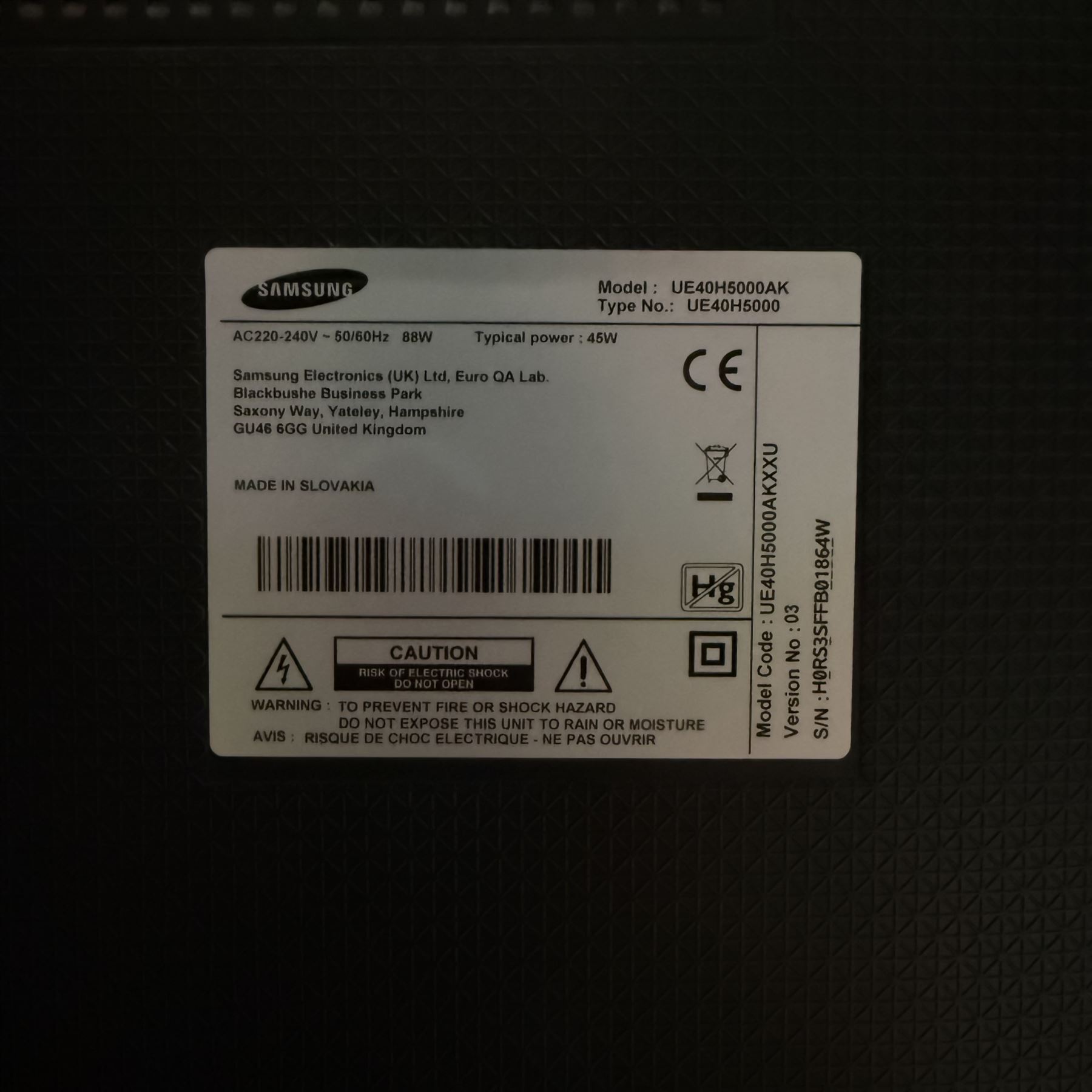 Samsung UE40H5000AK 40