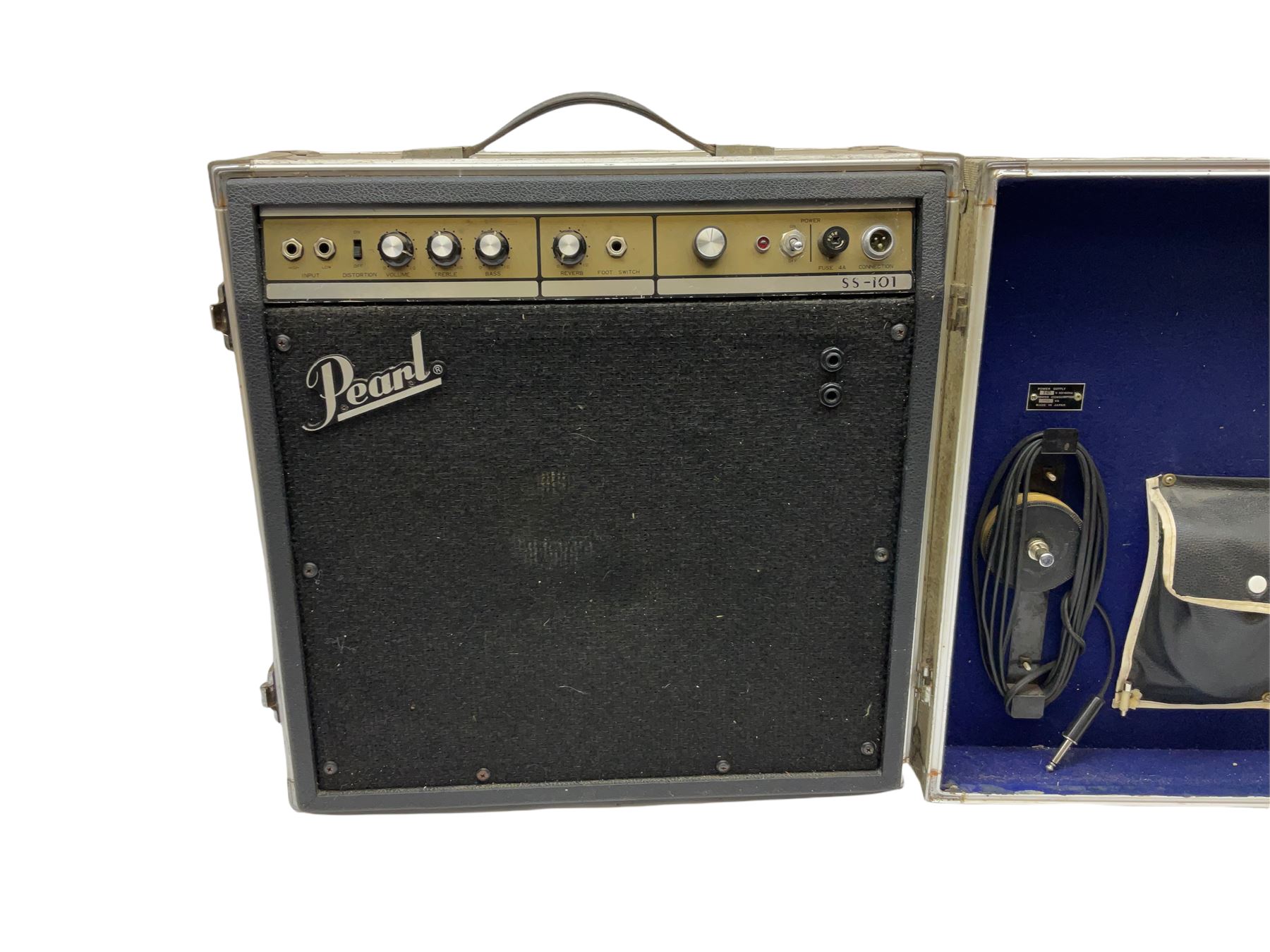 Pearl Musical Instruments Limited SS-101 amplifier No.7091 with integral flight case 48cm square
