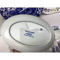 Spode Italian pattern bowl, with blue print beneath, together with a Spode Blue Tower pattern cake plate, and  other blue and white wares to include Wedgwood, Burleighware etc