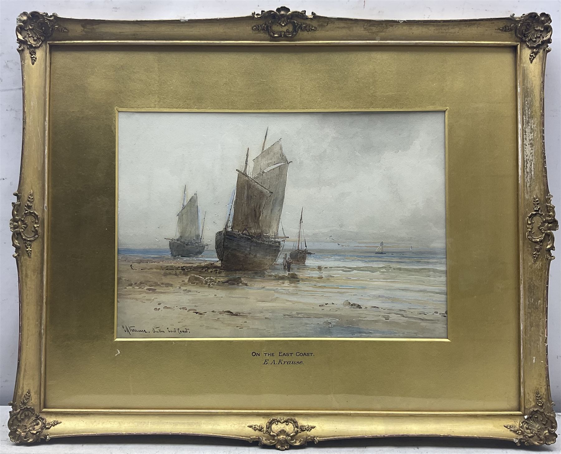 Emil Axel Krause (German/Danish 1871-1945): 'On the East Coast', watercolour signed and titled 24cm x 36cm