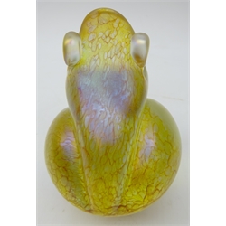  John Ditchfield for Glasform, iridescent glass Frog paperweight signed with label, H13cm   