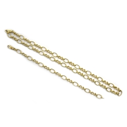  18ct gold fancy chain link necklace and matching bracelet, hallmarked 44.6gm   