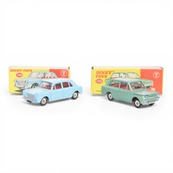 Two Dinky Toys diecast model cars, comprising no. 140 Morris 1100 and no. 138 Hillman Imp ...