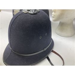 Hull City Police - helmet with king's crown night plate; two further ball-top helmets with Queen's crown plates; and a peaked cap (4)