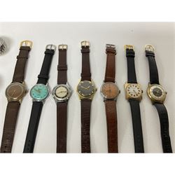 Ten manual wind wristwatches including Roamer, Jughans, Timex, Basis, Dynamis, Olma and Dorma