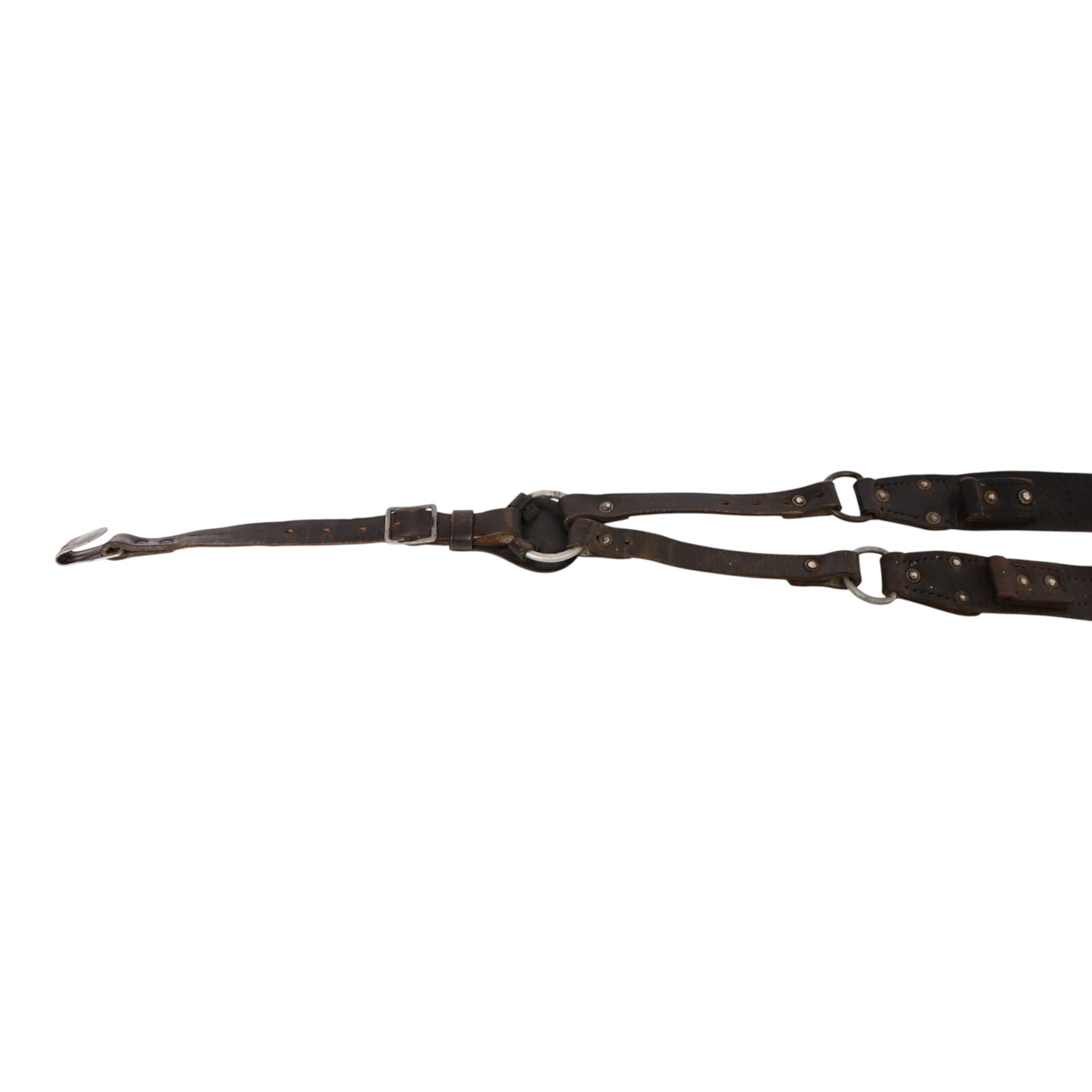 WWII German Army Heer brown leather T Straps