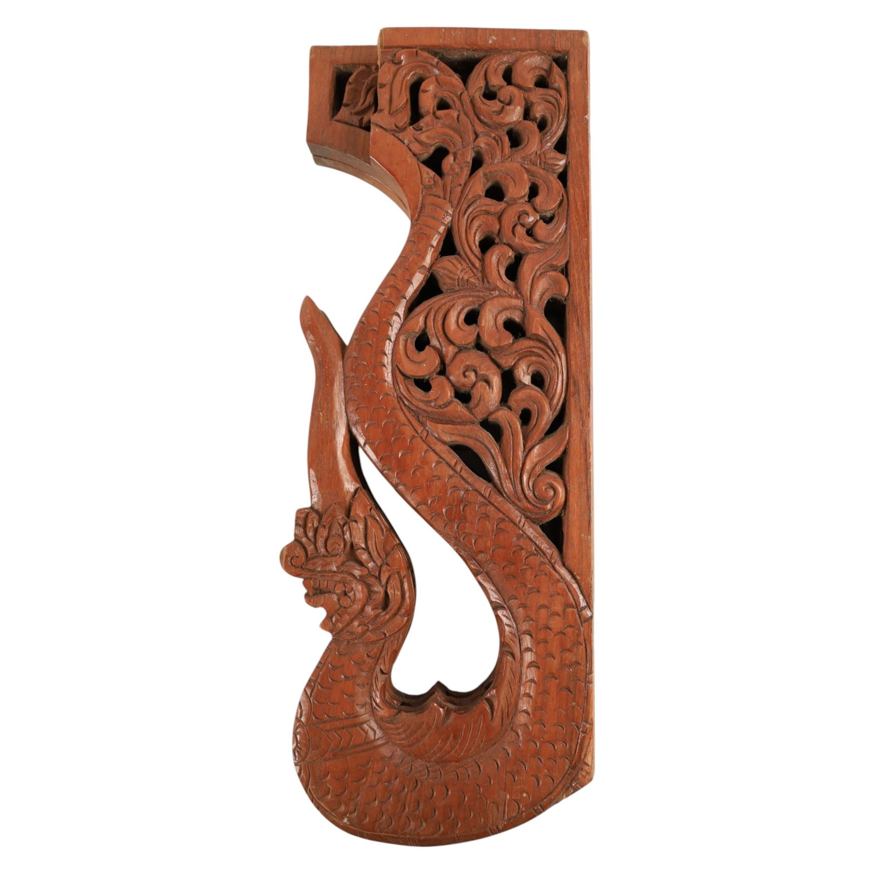 Carved side table, the top carved in relief with leaves and foliage, with folding legs, H53cm