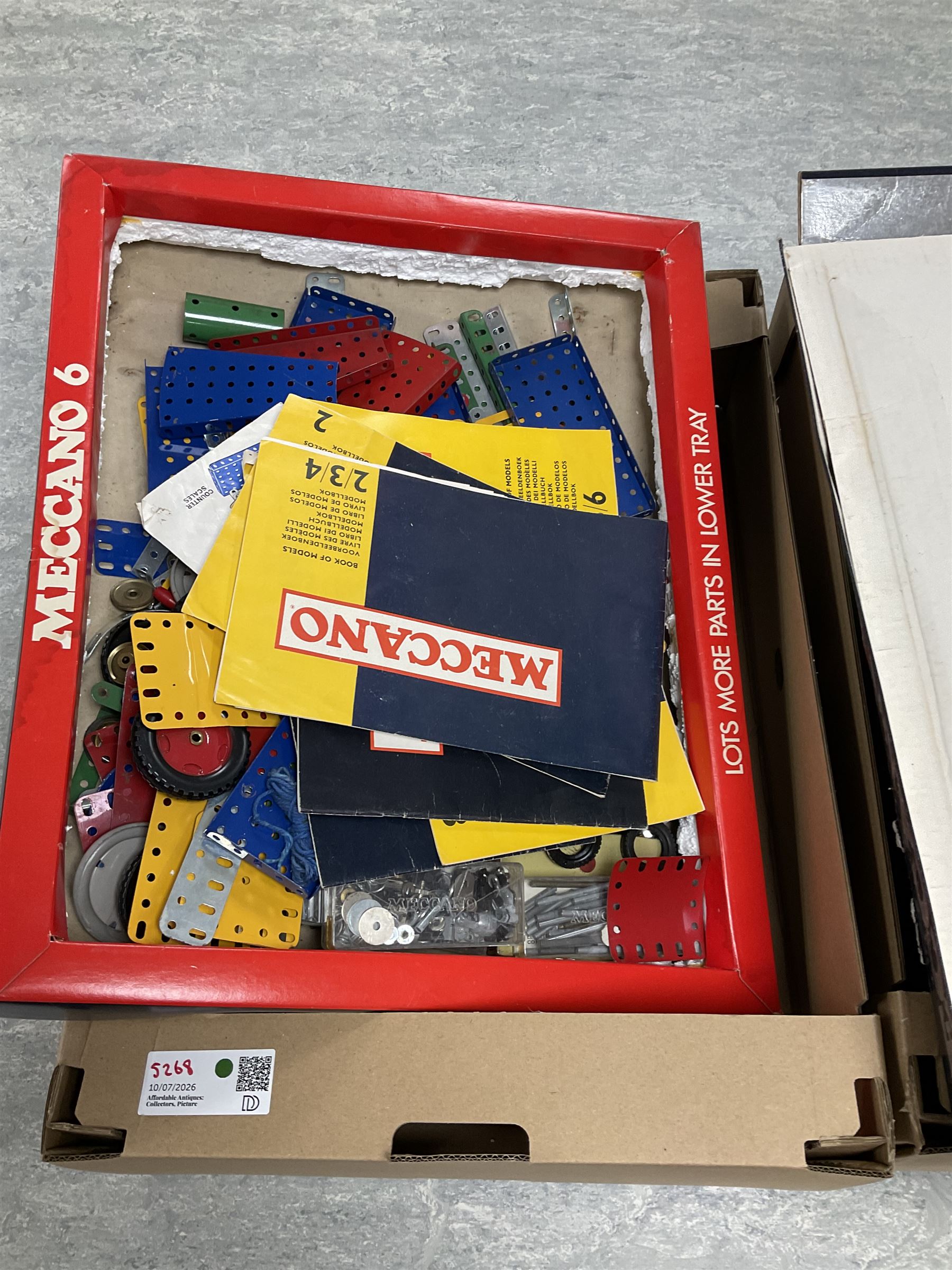 Meccano set no. 6 and Meccano Conversion set no. 8X, together with various Meccano parts and accessories, variously boxed and with instruction manuals