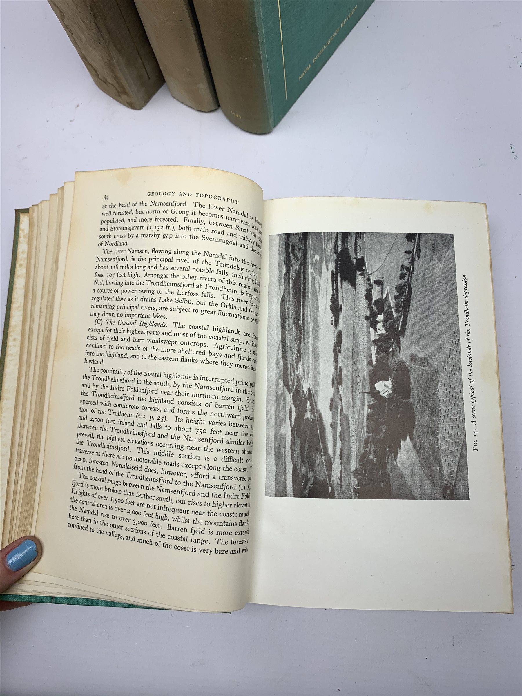 WW2 Naval Intelligence Division Geographical Handbook Series. Four volumes. Norway. Volumes I & II January 1942 & January 1943;  Iceland. July 1942; and Denmark. January 1944. Photographic illustrations, folding and other maps. (4)