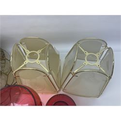 Pair of V Nason & Co murano glass dolphins together with to other glass figures and cranberry glass and lampshades  