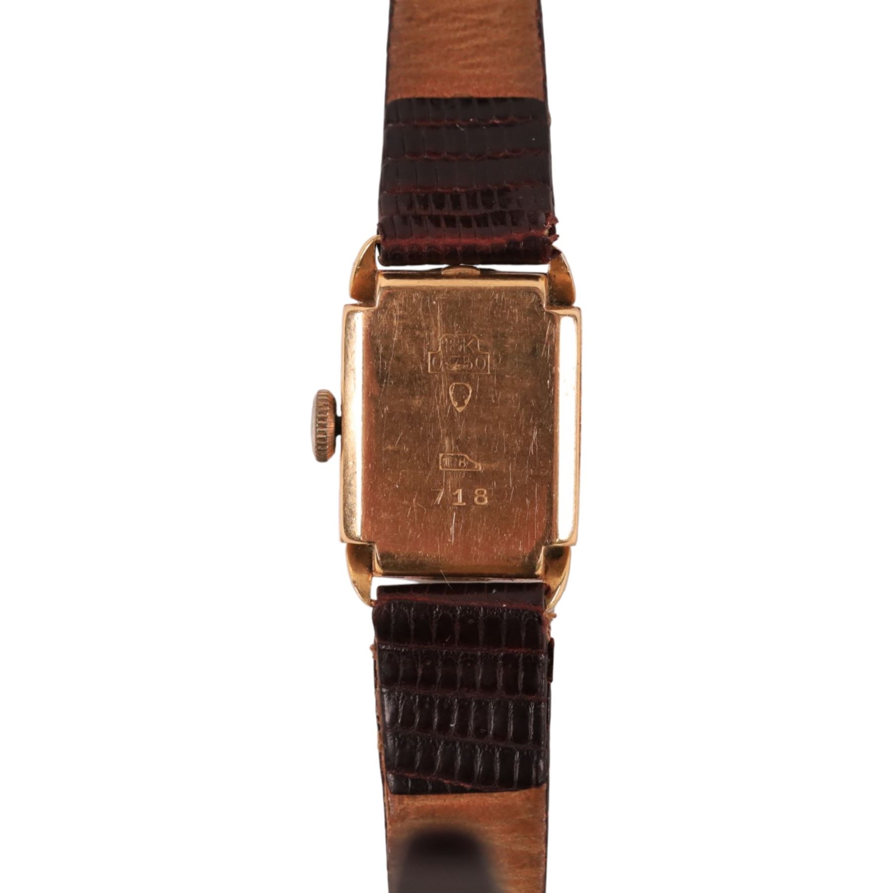 Zila 18ct gold ladies manual wind wristwatch, Helvetia hallmark, on leather strap