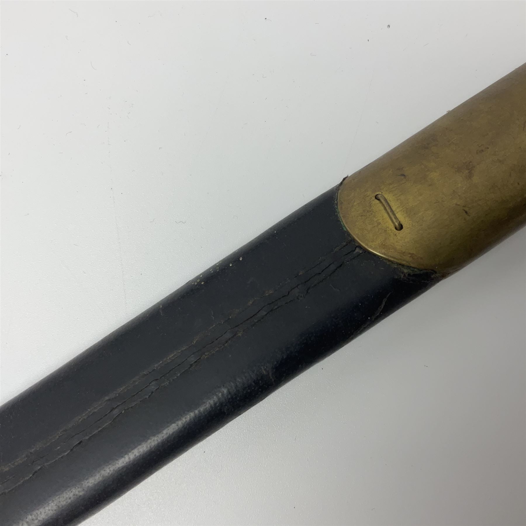 Reproduction American Civil War Cavalry trooper's sword, the 88cm slightly curving fullered steel blade marked to the ricasso 'Ames & Co Chicopee Mass.' and 'US ADK 1862'; brass hilt and leather covered grip; in steel scabbard; and Indian reproduction 19th century French court sword (2)