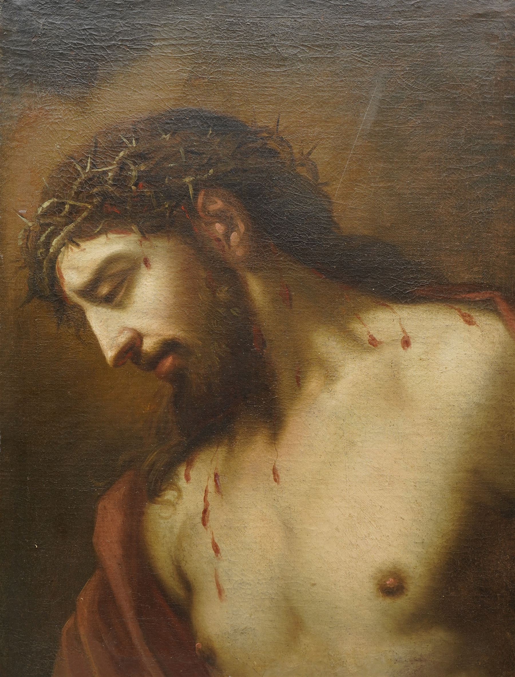 Workshop or Follower of Guido Reni (Italian 1575-1642): Ecco Homo - Christ with the Crown of Thorns, 17th/18th century oil on canvas unsigned 65cm x 49cm