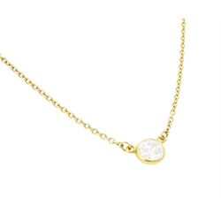 Tiffany & Co 'Diamonds by the Yard' 18ct gold single stone round brilliant cut diamond necklace, designed by Elsa Peretti, diamond approx 0.25 carat