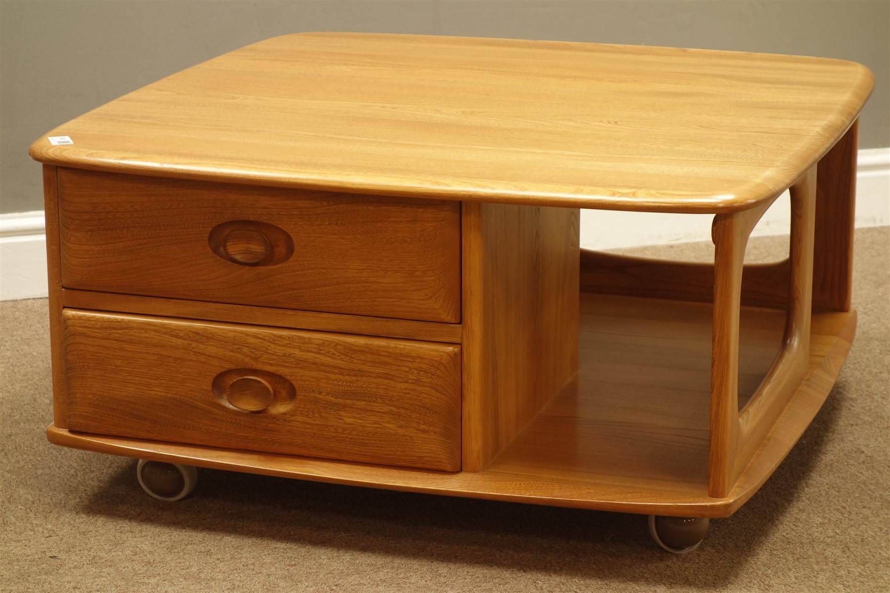 Ercol Windsor Pandora s Box Light Finish Elm Square Coffee Table Two 