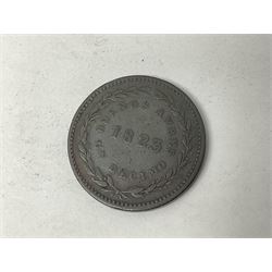 Collection of Great British and World coins, including Great British pre-1947 silver coins, pre decimal coinage, commemorative coins, Queen Elizabeth II 'Souvenir of Thoresby Hall' unofficial coin set etc