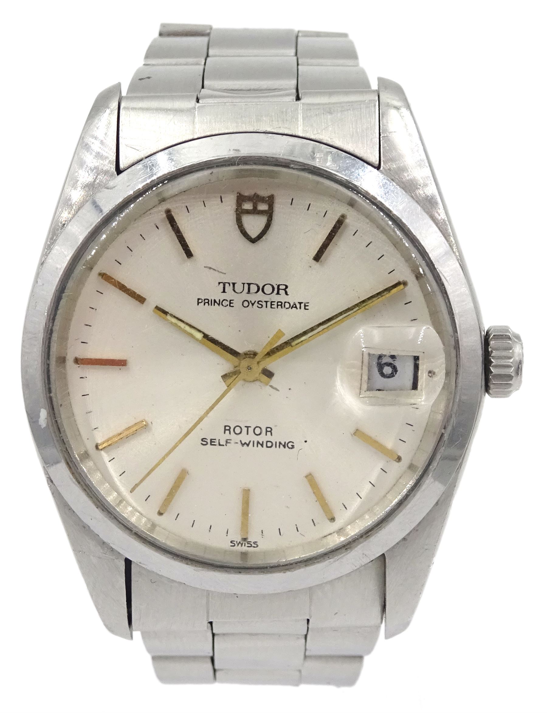Tudor Prince Oysterdate gentleman's stainless steel Rotor Self-Winding wristwatch, circa 1986, silvered dial with date aperture, Ref. 74000, serial No. 183125, on original stainless steel bracelet