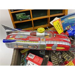 Tin plate toy car, together with Star wars action fleet toy, die-cast models and other toys 