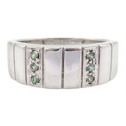 9ct white gold two row alexandrite ring,