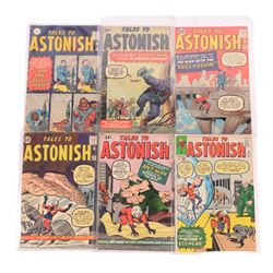 Twelve Marvel Silver Age 'Tales to Astonish' comic books, spanning years 1962-1964, comprising issues #28, #36, #37, #38, #42, #45 x 2, #47, #48 x 2, #49 and #51