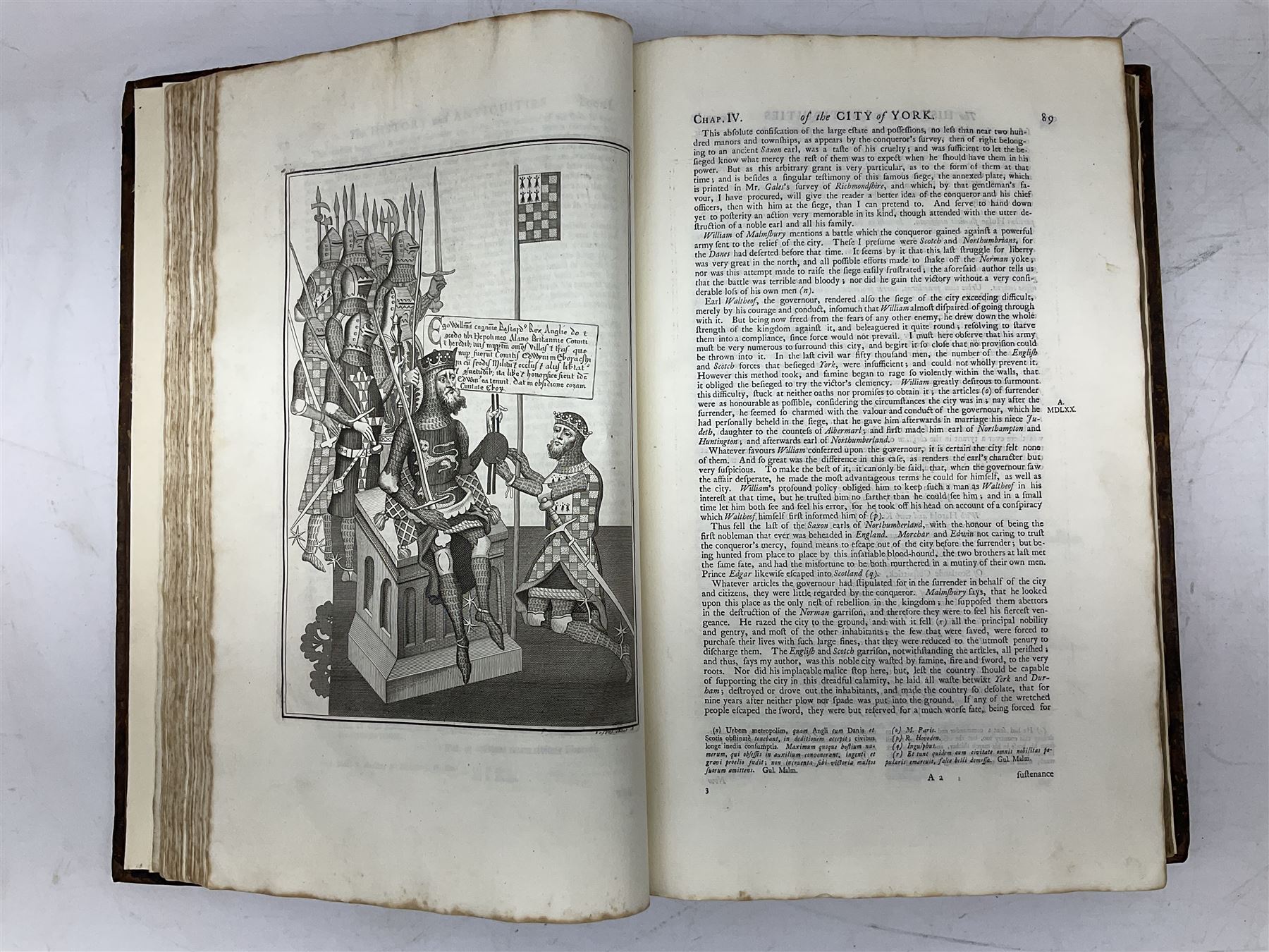 Drake Francis: Eboracum: Or The History And Antiquities Of The City Of York. 1736 William Boyer London, with copper plates, rebacked full calf binding